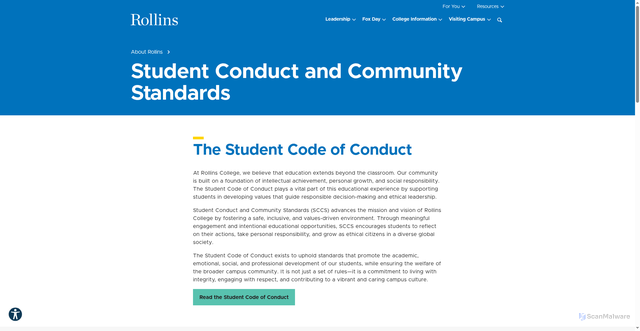 Security scan screenshot of https://rollins-edu-website-ssg.pages.dev/student-conduct/