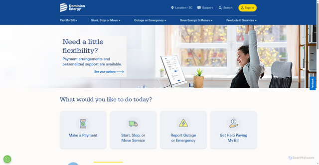 Security scan screenshot of https://dominionenergysc.com