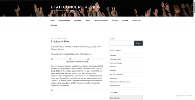 Security scan screenshot of https://utahconcertreview.com/stadium-of-fire/