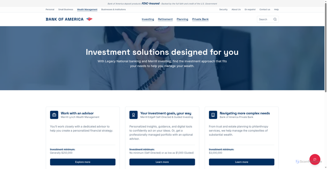 Security scan screenshot of https://bankofamerica-uscom.vercel.app/wealth-management