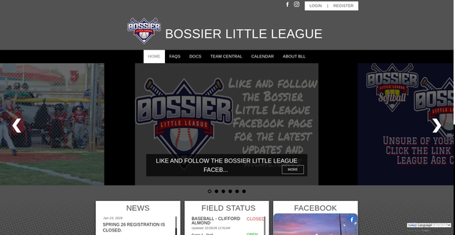 Security scan screenshot of https://www.bossierlittleleague.com/