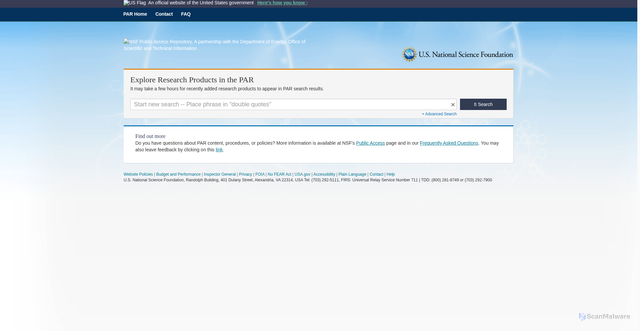 Security scan screenshot of https://par.nsf.gov