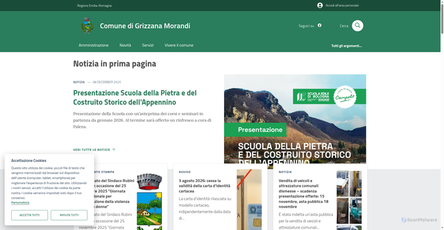 Security scan screenshot of https://www.comune.grizzanamorandi.bo.it/