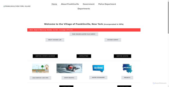 Security scan screenshot of https://www.villagefranklinvilleny.gov/