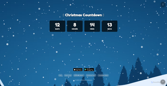 Security scan screenshot of https://christmascountdowns.com/