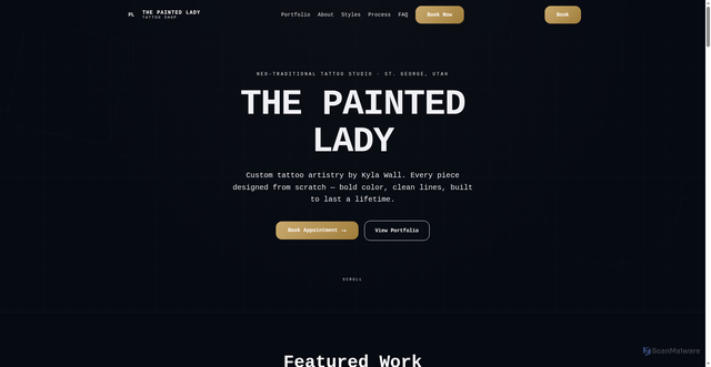Security scan screenshot of https://thepaintedladytattooshop.com/