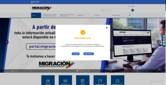 Security scan screenshot of https://www.migracioncolombia.gov.co/
