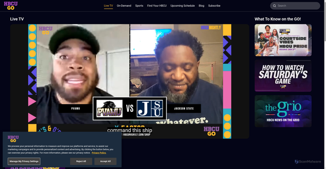 Security scan screenshot of https://hbcugo.tv/