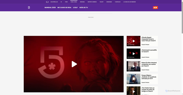 Security scan screenshot of https://www.televisa.com/canal5/chucky-llegara-empacado-hasta-tu-casa-velo-por-canal-5-video