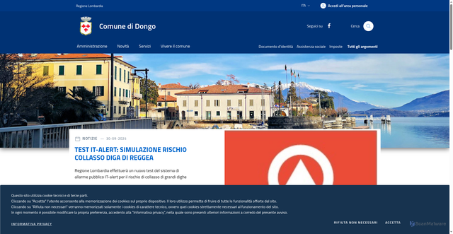 Security scan screenshot of https://www.comune.dongo.co.it/