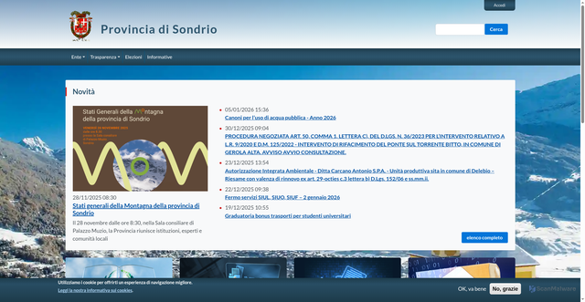 Security scan screenshot of https://www.provinciasondrio.it/