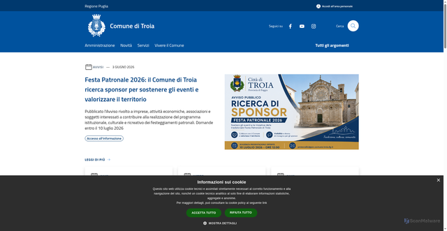 Security scan screenshot of https://www.comune.troia.fg.it