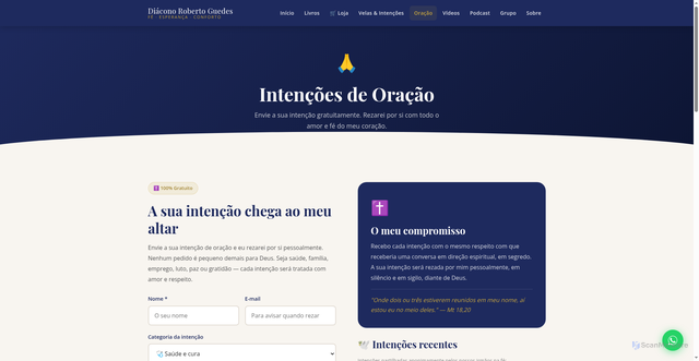 Security scan screenshot of https://diacono-roberto-guedes.pages.dev/intencoes-de-oracao