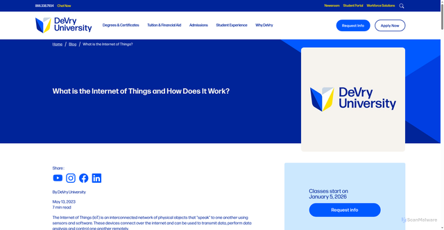 Security scan screenshot of https://www.devry.edu/blog/what-is-iot.html