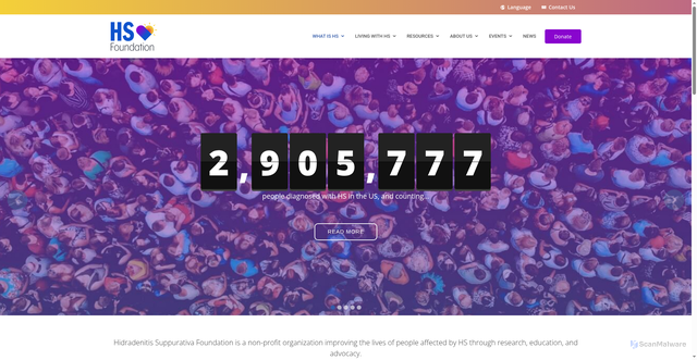 Security scan screenshot of https://www.hs-foundation.org/