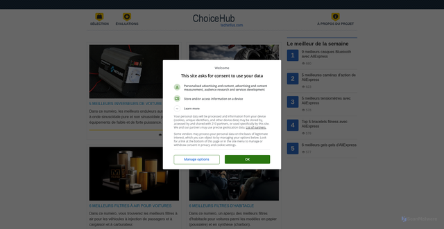 Security scan screenshot of https://choicehub.techinfus.com