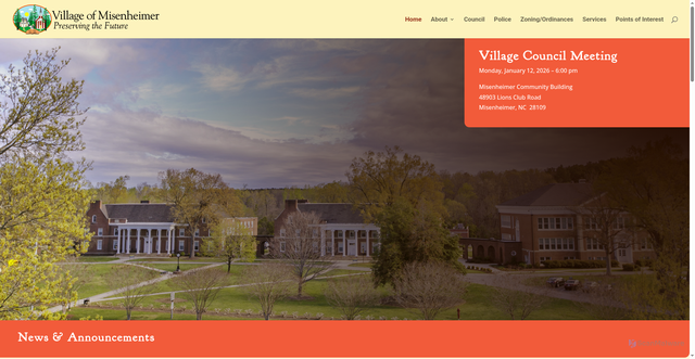 Security scan screenshot of https://villageofmisenheimernc.gov/