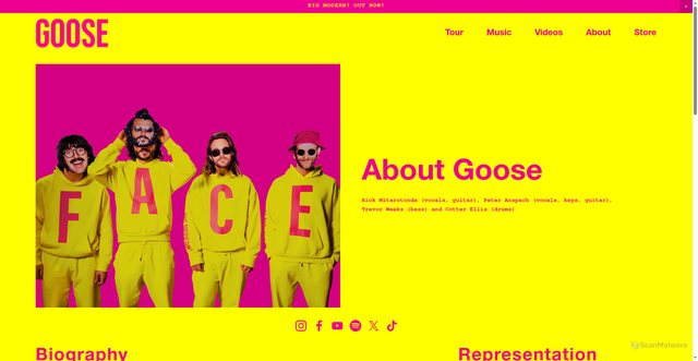 Security scan screenshot of https://www.goosetheband.com/about