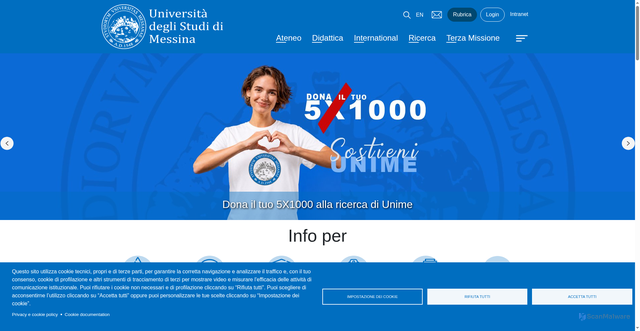 Security scan screenshot of https://www.unime.it