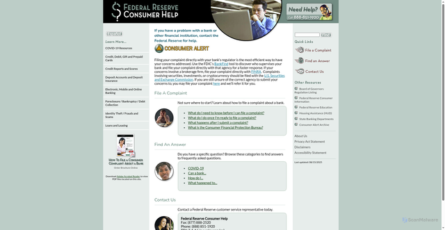 Security scan screenshot of https://www.federalreserveconsumerhelp.gov/