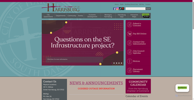 Security scan screenshot of https://harrisburgsd.gov/