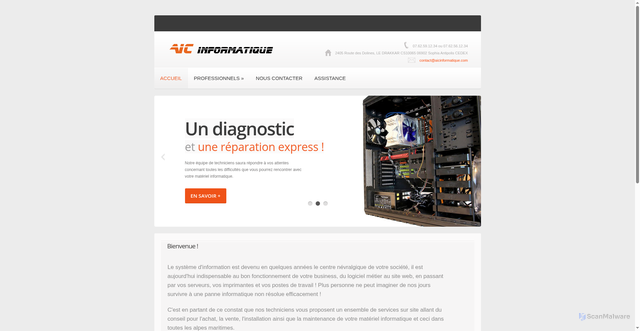 Security scan screenshot of https://www.aicinformatique.com