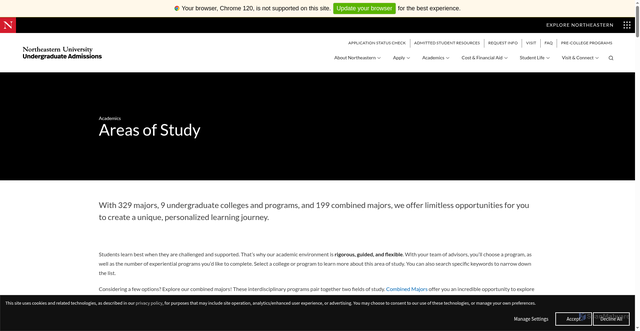 Security scan screenshot of https://admissions.northeastern.edu/academics/areas-of-study/