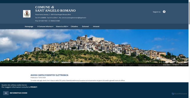 Security scan screenshot of https://www.comune.santangeloromano.rm.it