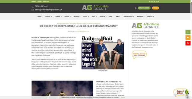 Security scan screenshot of https://www.affordablegranite.co.uk/quartz-worktops-silicosis-stonemasons/