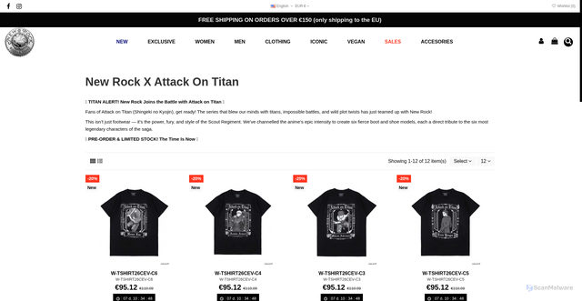 Security scan screenshot of https://www.newrock.com/en/new-rock-x-attack-on-titan/