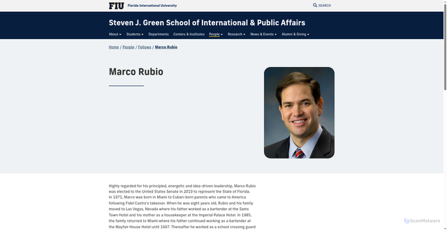 Security scan screenshot of https://sipa.fiu.edu/people/fellows/profiles/marcorubio.html