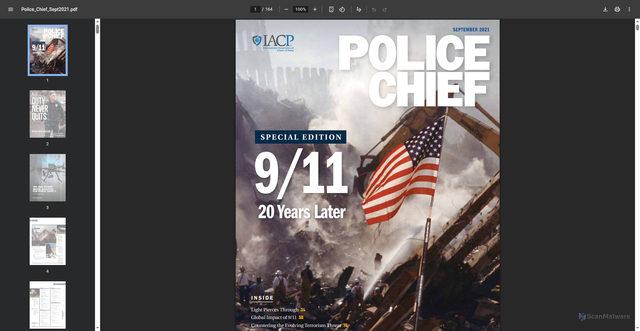 Security scan screenshot of https://www.policechiefmagazine.org/wp-content/uploads/Police_Chief_Sept2021.pdf