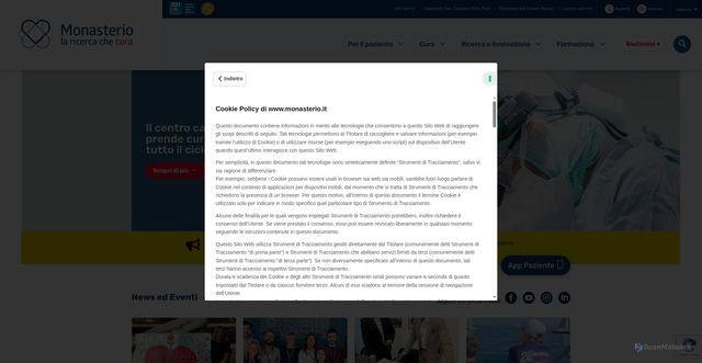 Security scan screenshot of https://www.monasterio.it/