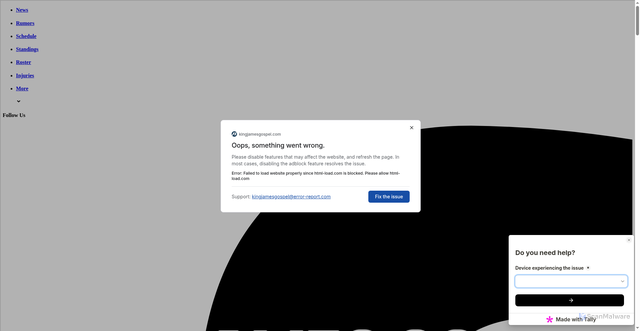 Security scan screenshot of https://kingjamesgospel.com/cavaliers-found-perfect-role-lonzo-ball