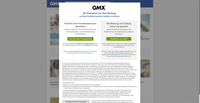 Security scan screenshot of https://gmx.at