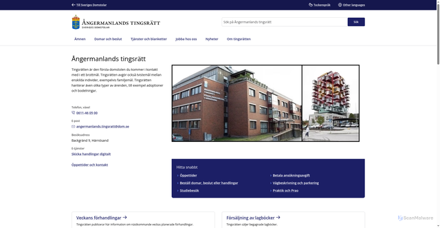 Security scan screenshot of https://www.domstol.se/angermanlands-tingsratt/