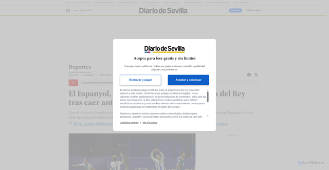 Security scan screenshot of https://www.diariodesevilla.es/deportes/resumen-resultado-atletico-baleares-espanyol-copa-rey_0_2005393334.html