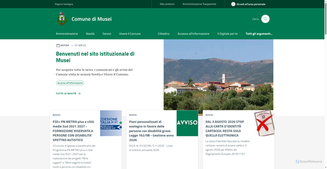 Security scan screenshot of https://www.comune.musei.su.it/