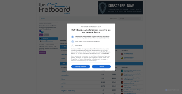 Security scan screenshot of https://www.thefretboard.co.uk