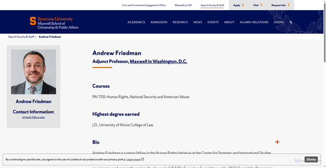 Security scan screenshot of https://www.maxwell.syr.edu/directory/andrew-friedman