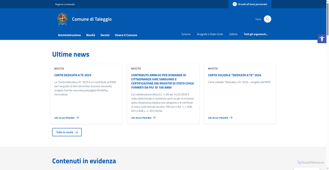 Security scan screenshot of https://comune.taleggio.bg.it/