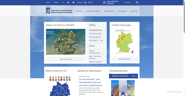 Security scan screenshot of http://www.dwd.de