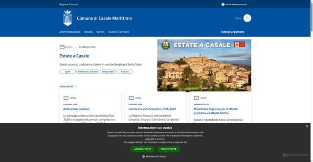 Security scan screenshot of https://www.comune.casale-marittimo.pi.it