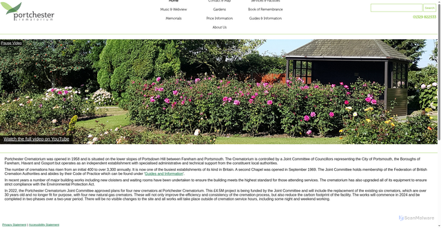 Security scan screenshot of http://www.portchestercrematorium.org