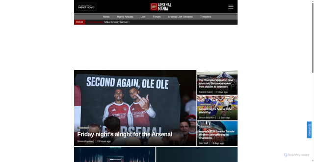Security scan screenshot of https://arsenal-mania.com