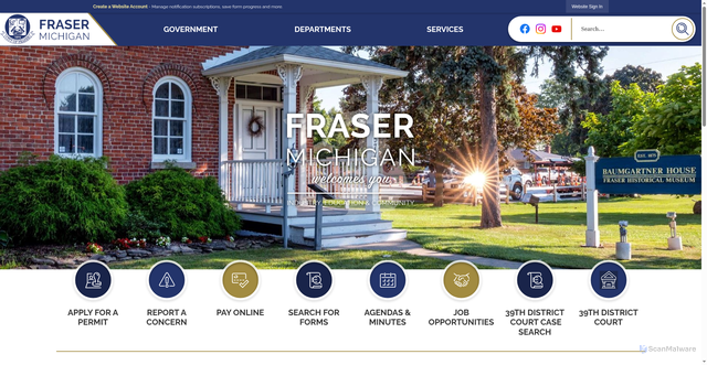 Security scan screenshot of https://frasercitymi.gov/