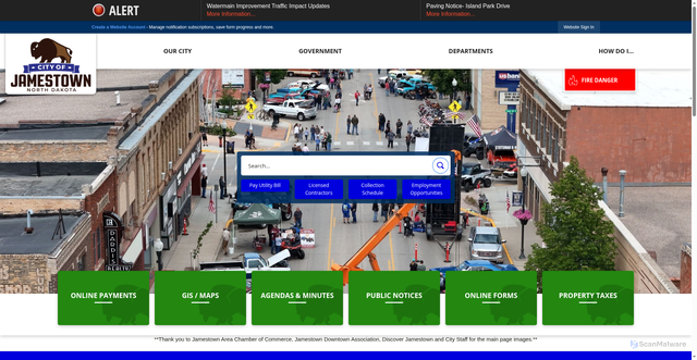 Security scan screenshot of https://jamestownnd.gov/