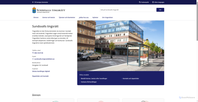 Security scan screenshot of https://www.domstol.se/sundsvalls-tingsratt/