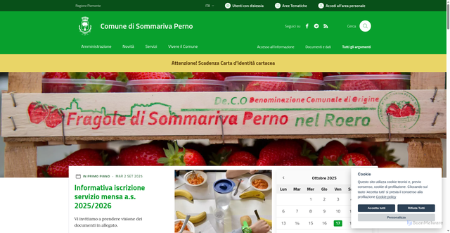 Security scan screenshot of https://www.comune.sommarivaperno.cn.it/