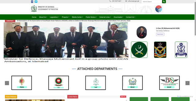 Security scan screenshot of https://mod.gov.pk